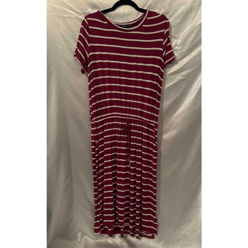 ☔️ Red and White Striped dress with cinch waistband